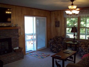 Here tis living room and sliding doors to deck